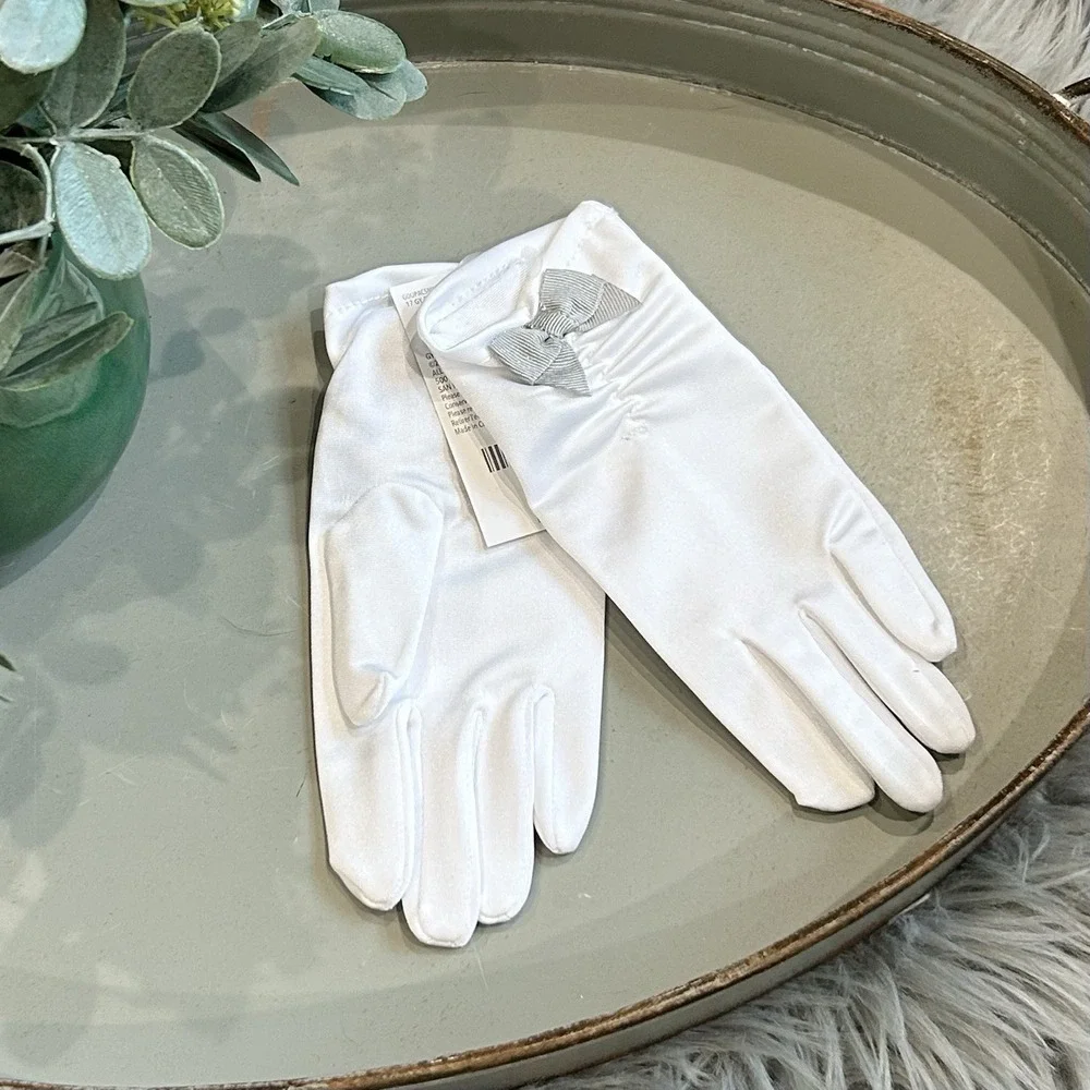 Dressed Up By GYMBOREE Girls White Dress‎ Gloves Size Small New